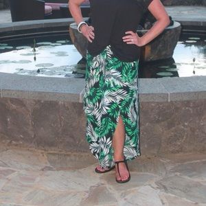 Floral wide leg slit pants